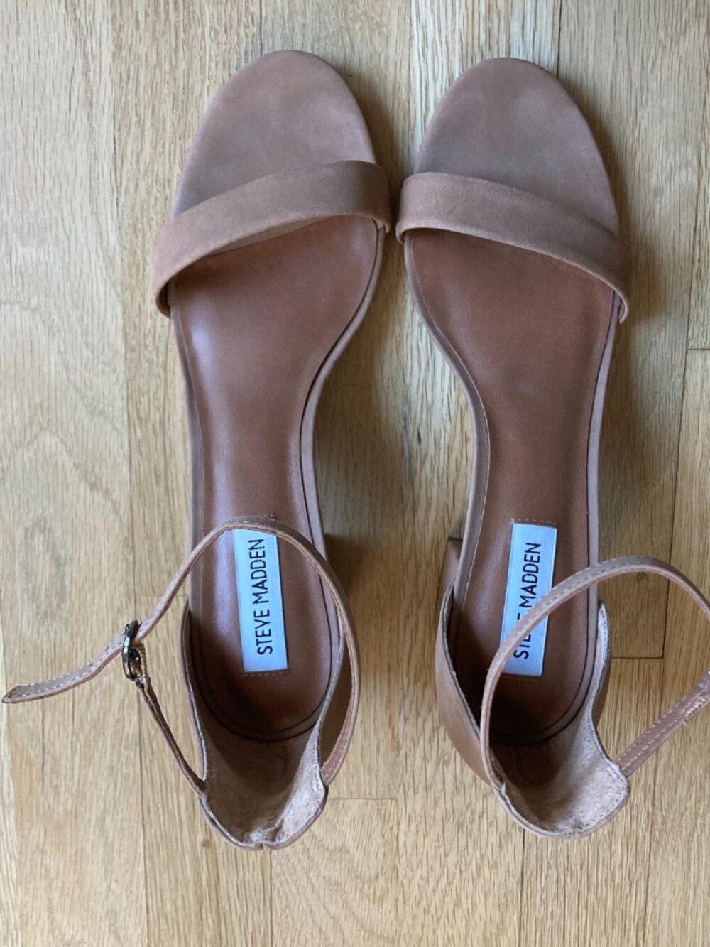 Steve Madden Irenee Tan Nubuck Block Heel Sandals – Size 9.5 – NWOB